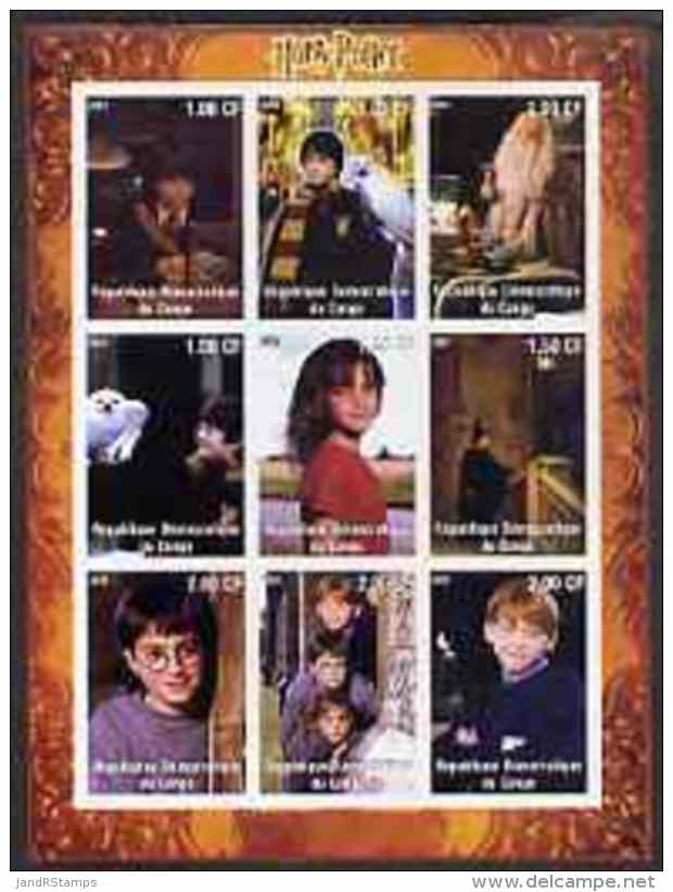 56704 Congo 2001 Harry Potter Imperf Sheetlet Containing 9 Values Unmounted Mint - Cinema