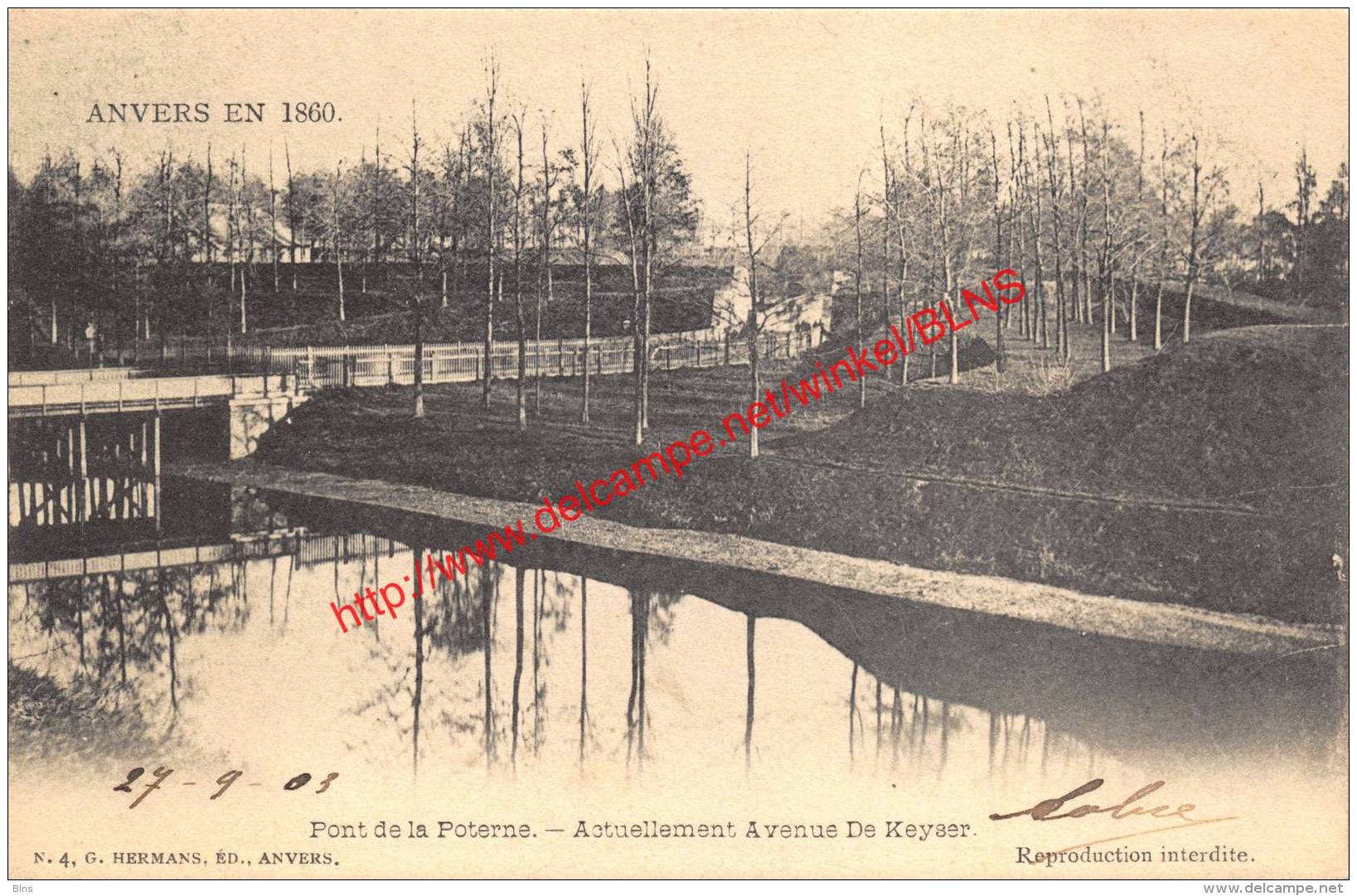 Anvers En 1860 - Pont De La Poterne - Actuellement Avenue De Keyser - G.Hermans Nr. 4 - Antwerpen - Antwerpen