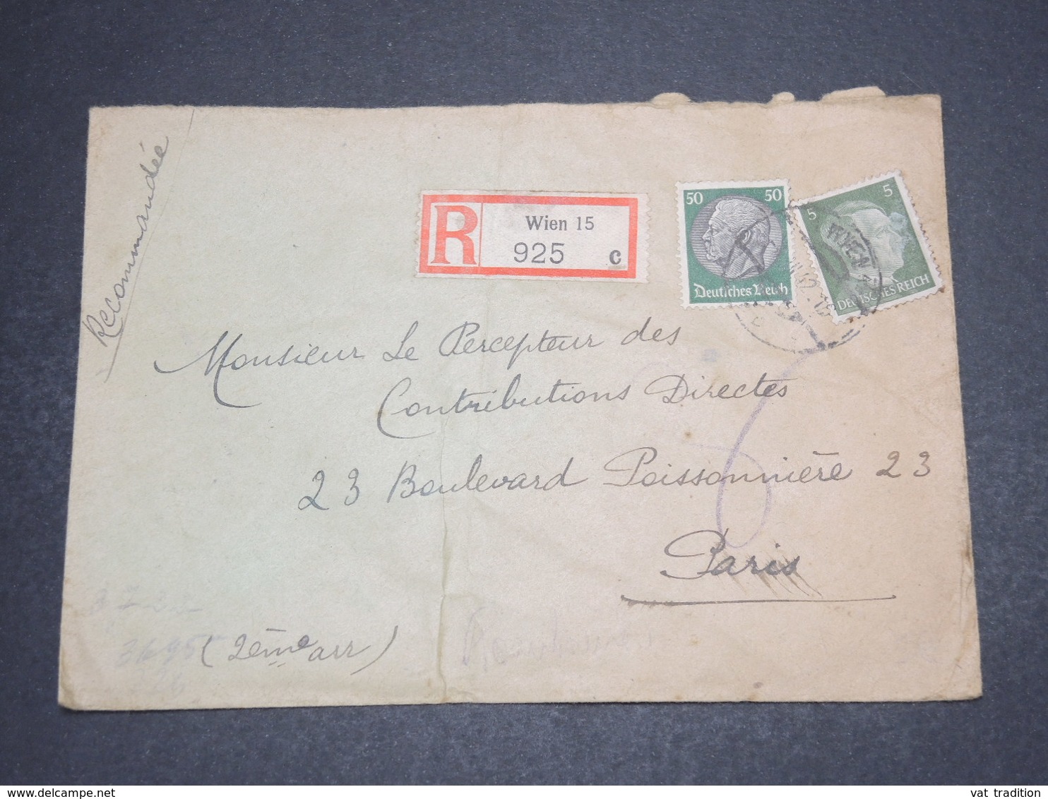 ALLEMAGNE - Enveloppe De Wien Pour La France En 1942 Avec Contrôle Postal - L 16216 - Lettres & Documents