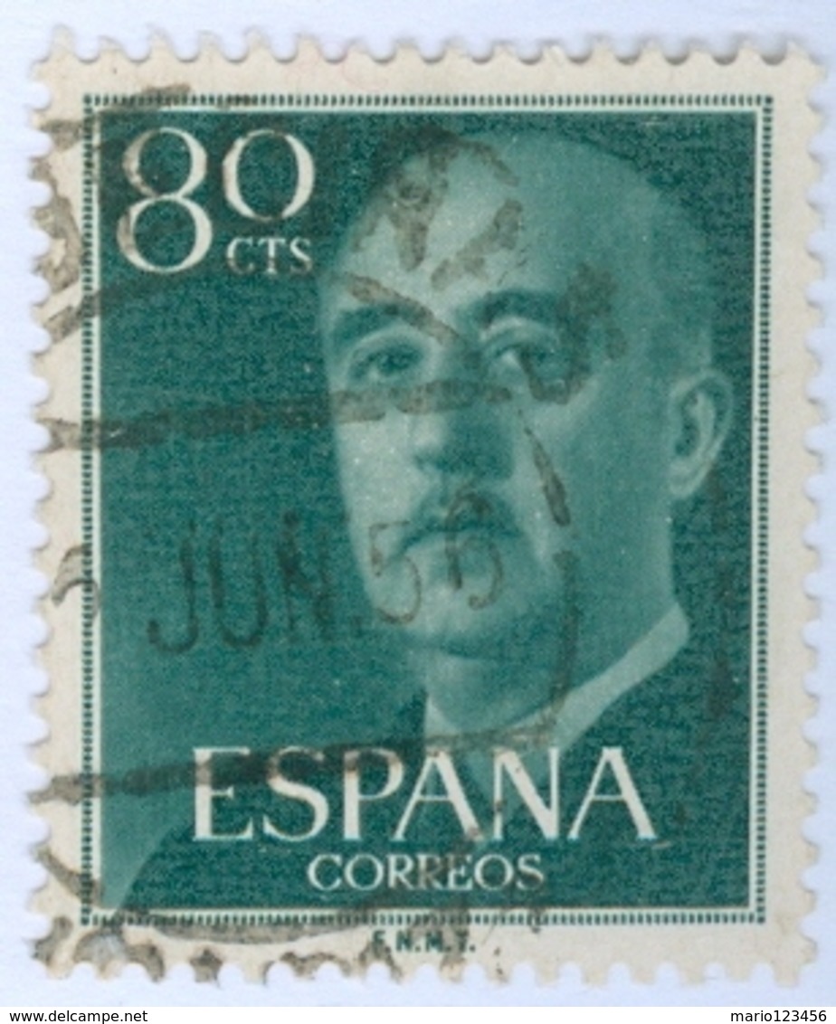 SPAGNA, SPAIN, ESPANA, ESPAGNE, COMMEMORATIVO, FRANCO, 1955, FRANCOBOLLO USATO YT 863     Scott 824 - Usati