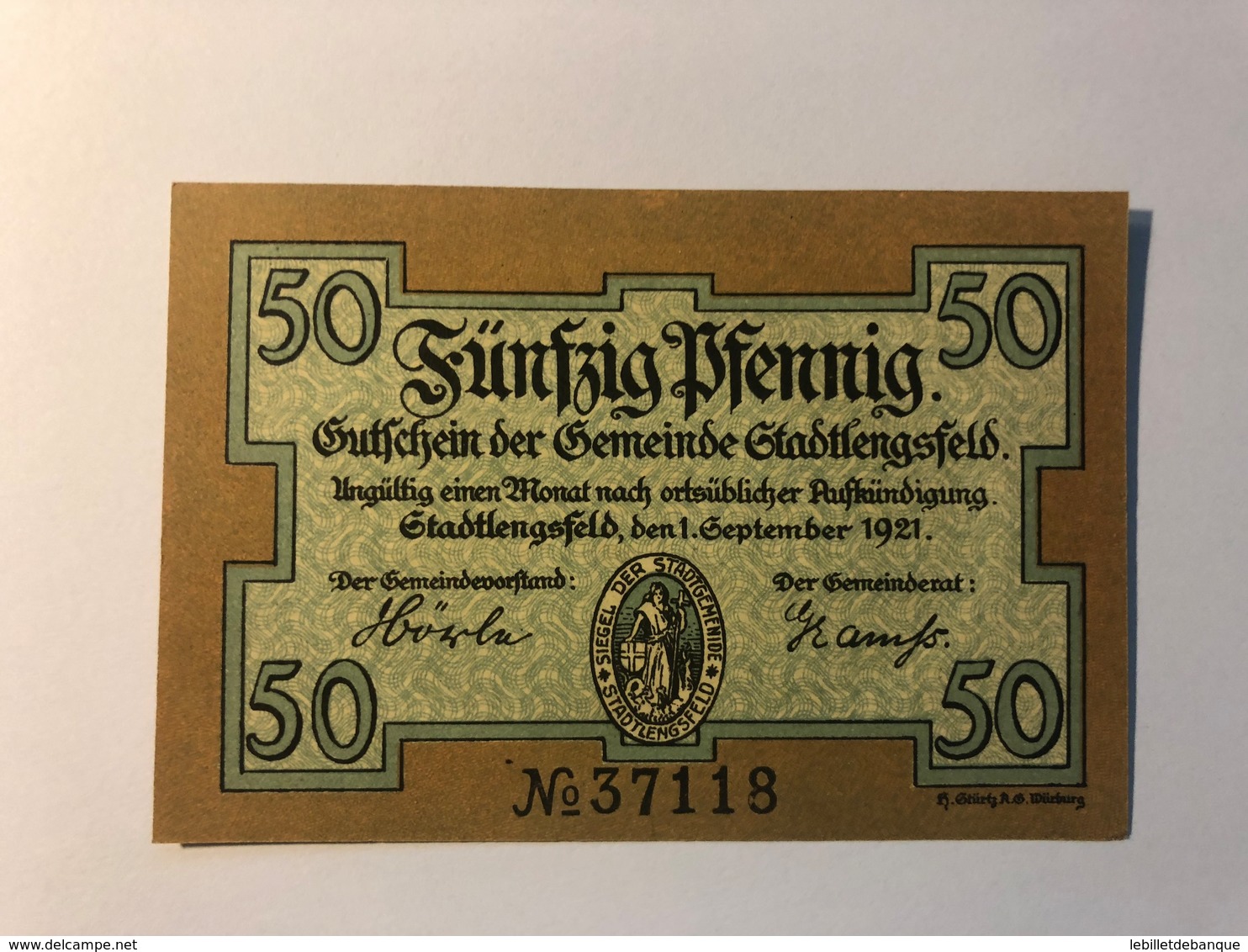 Allemagne Notgeld Lengsfeld 50 Pfennig - Collezioni