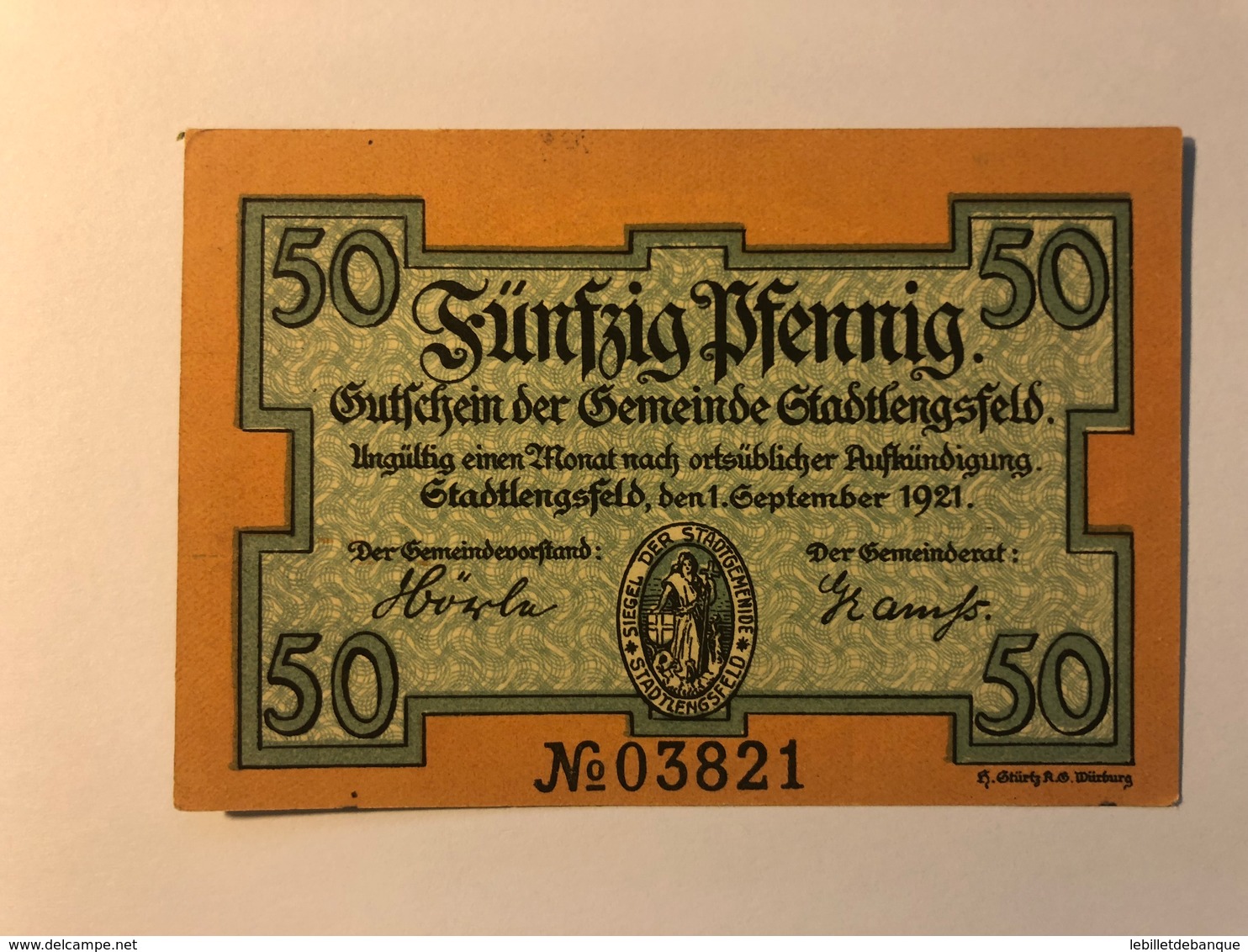 Allemagne Notgeld Lengsfeld 50 Pfennig - Collezioni