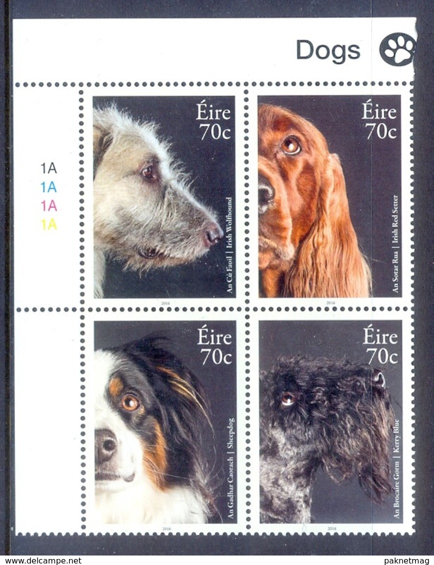 E74- Eire Ireland 2016 Dogs. Irischer Wolfshund Red Setter Sheepdog Kerry Blue. - Dogs