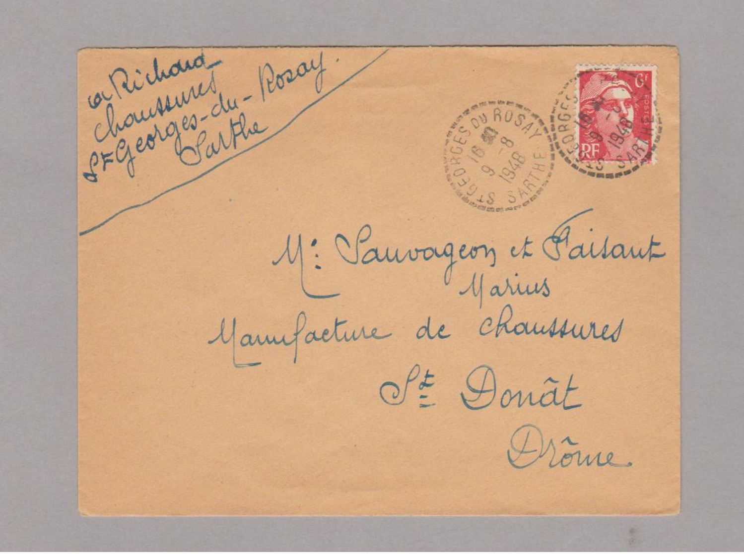 LSC 1948 - Cachet Perlé ST GEORGES Du ROSAY (Sarthe) - Manual Postmarks