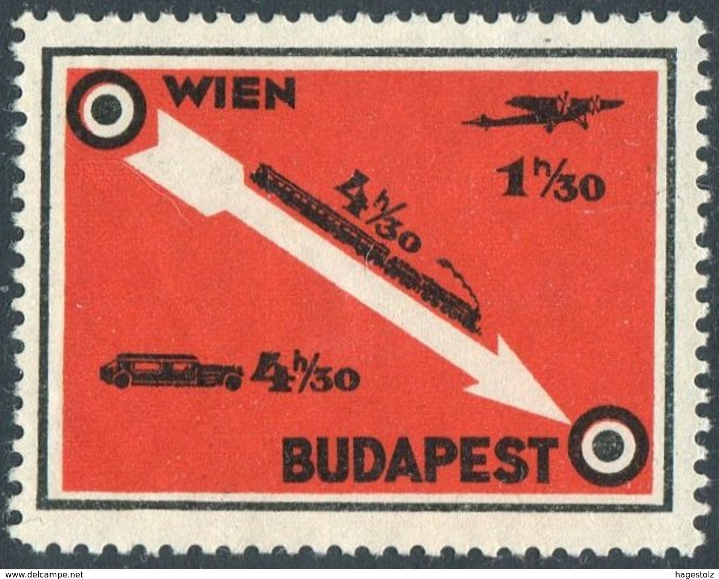 Austria Hungary WIEN - BUDAPEST Railway Eisenbahn TRAIN Zug CAR Airplane Poster Vignette Cinderella Österreich Ungarn - Trains