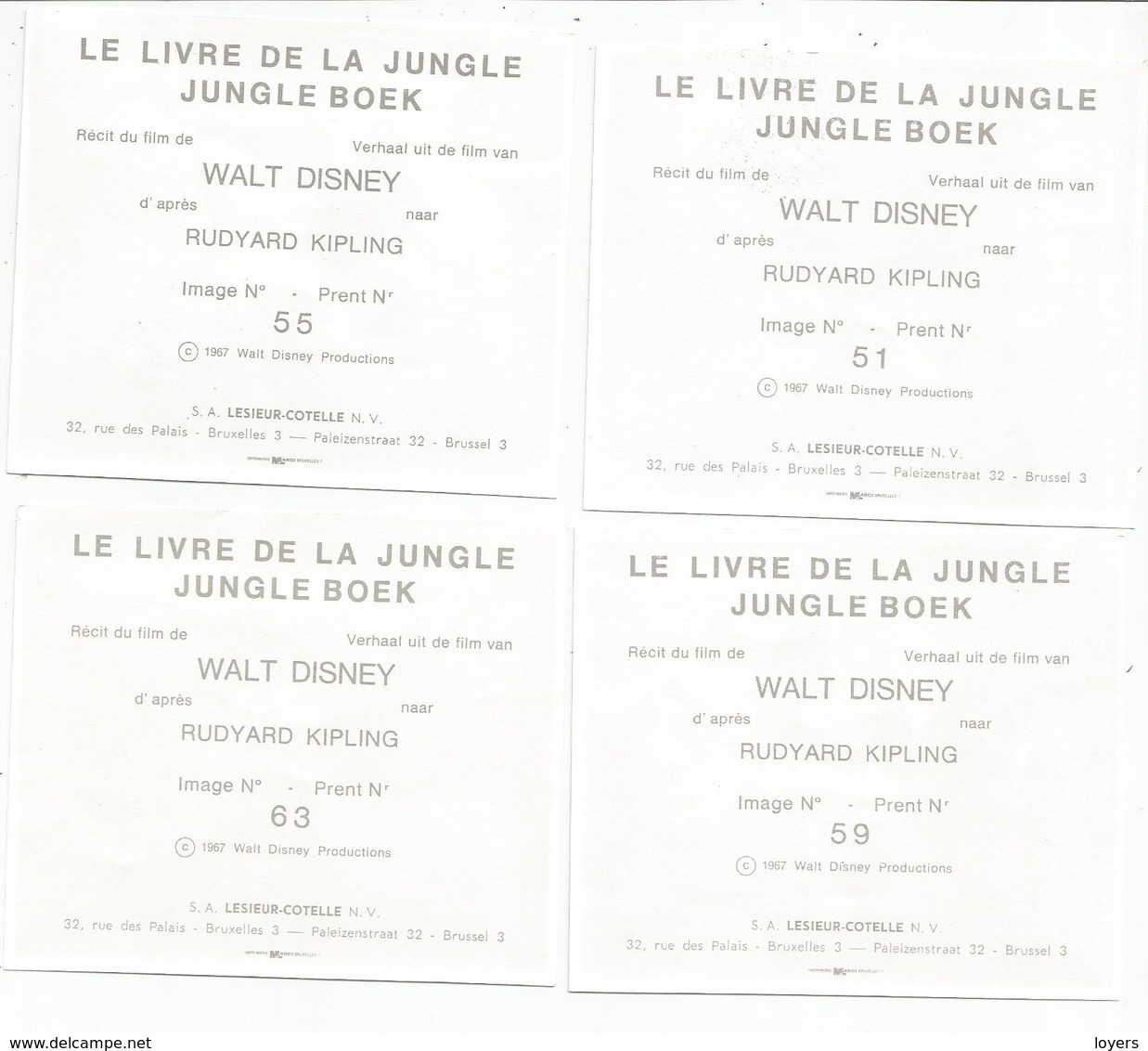 8 CHROMOS LE LIVRE DE LA JUNGLE (WALT DISNEY)   (scan Verso) - Autres & Non Classés