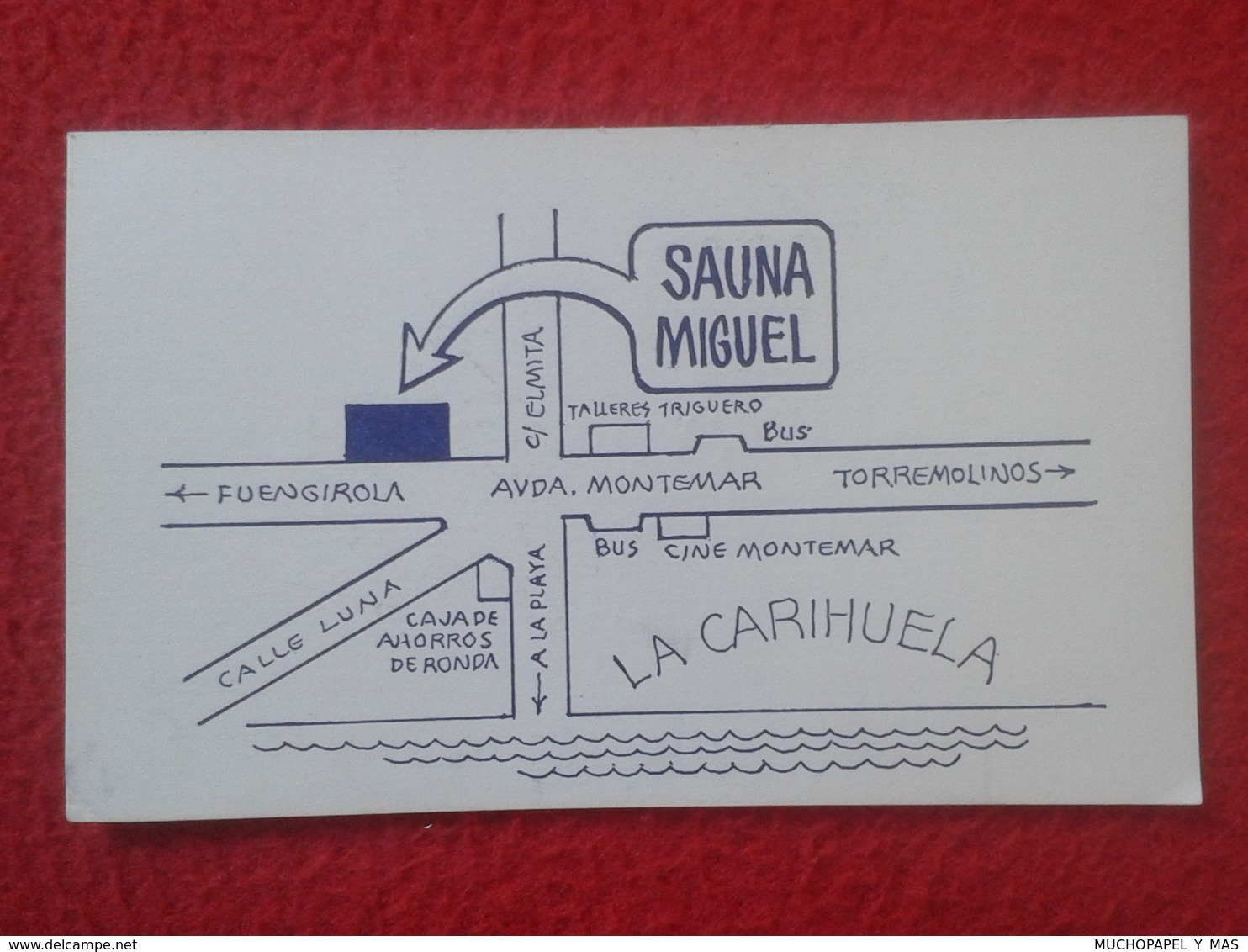 ANTIGUA TARJETA DE VISITA VISIT CARD PUBLICIDAD PUBLICITARIA O SIMILAR SAUNA MIGUEL TORREMOLINOS MÁLAGA SPAIN ESPAÑA VER - Tarjetas De Visita