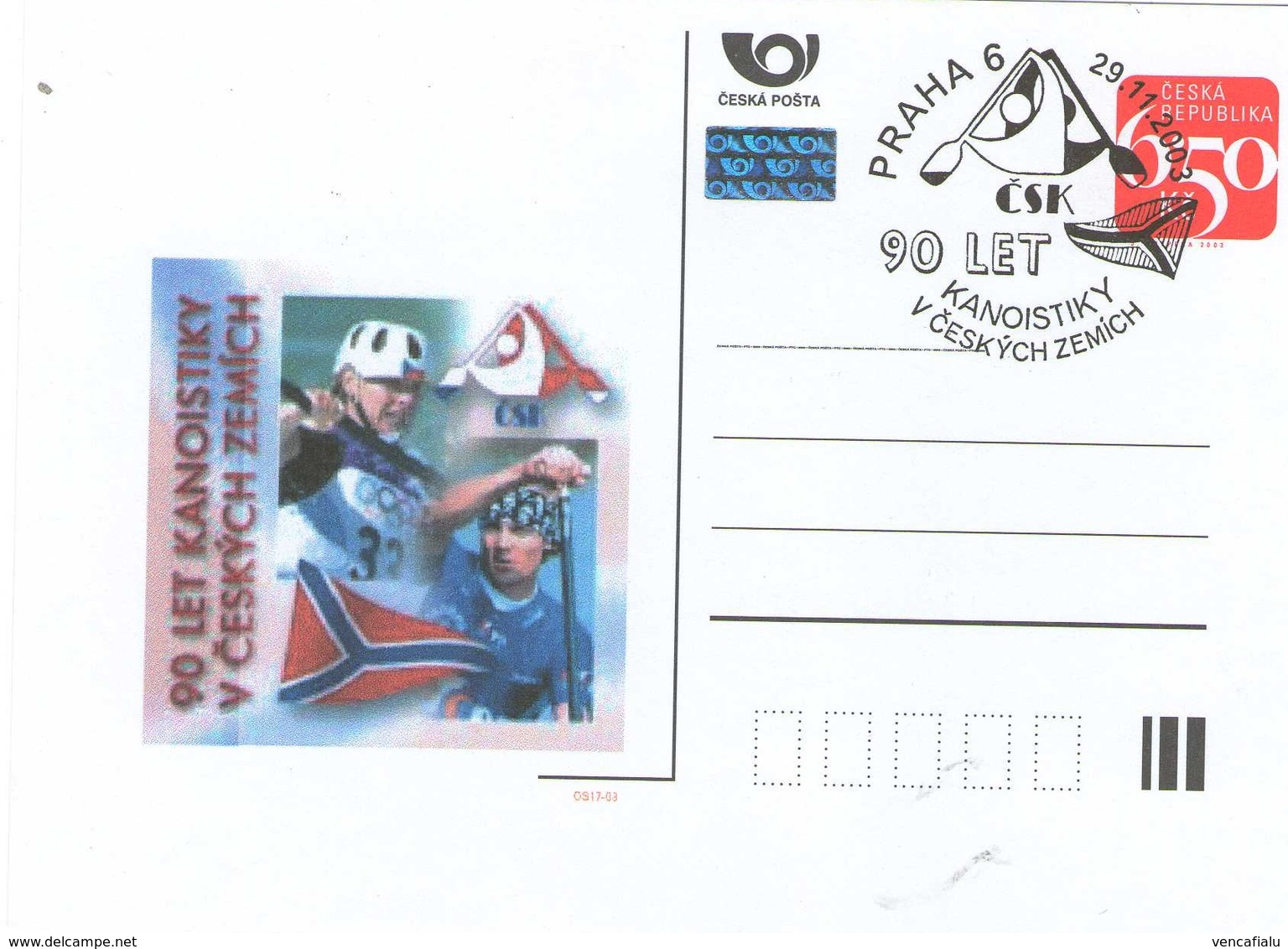 Czech Republic  2003  -  90 Years Canoeing In Czechoslovakia,   Special Postal Stationery And Cancellation - Kanu