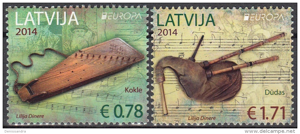 Latvija 2014 Yvert 879 - 880 Neuf ** Cote (2017) 6.90 Euro Europa CEPT Instruments De Musique - Lettonie