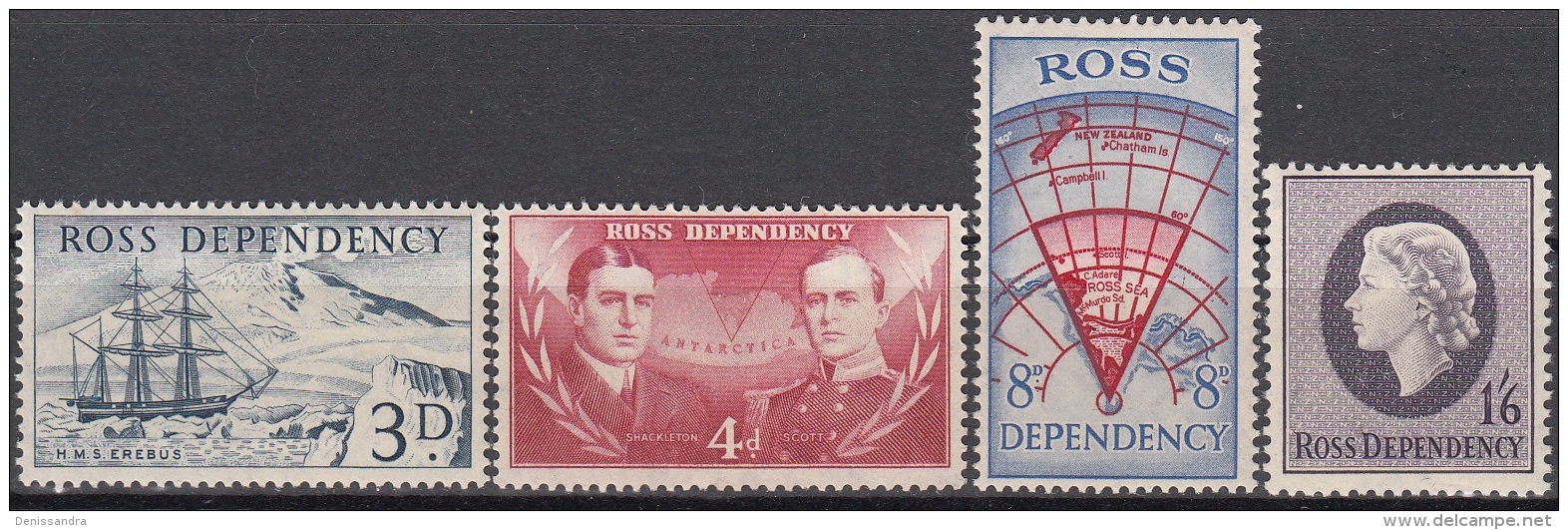 Ross Depency 1957 Michel 1 - 4 Neuf ** Cote (2005) 15.90 Euro Expeditions Polaires - Ongebruikt
