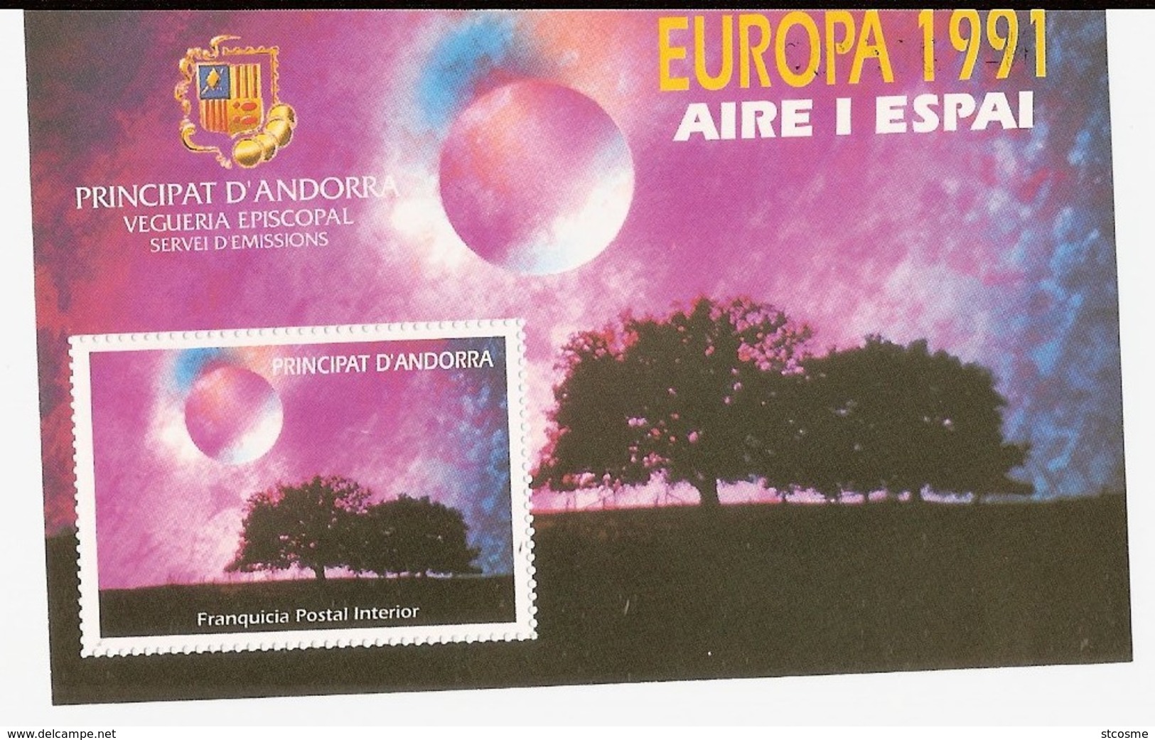 Viguerie D'Andorre - Andorra - Bloc Feuillet De 1991 - Europa 1991 Air Et Espace - Vicariato Episcopale