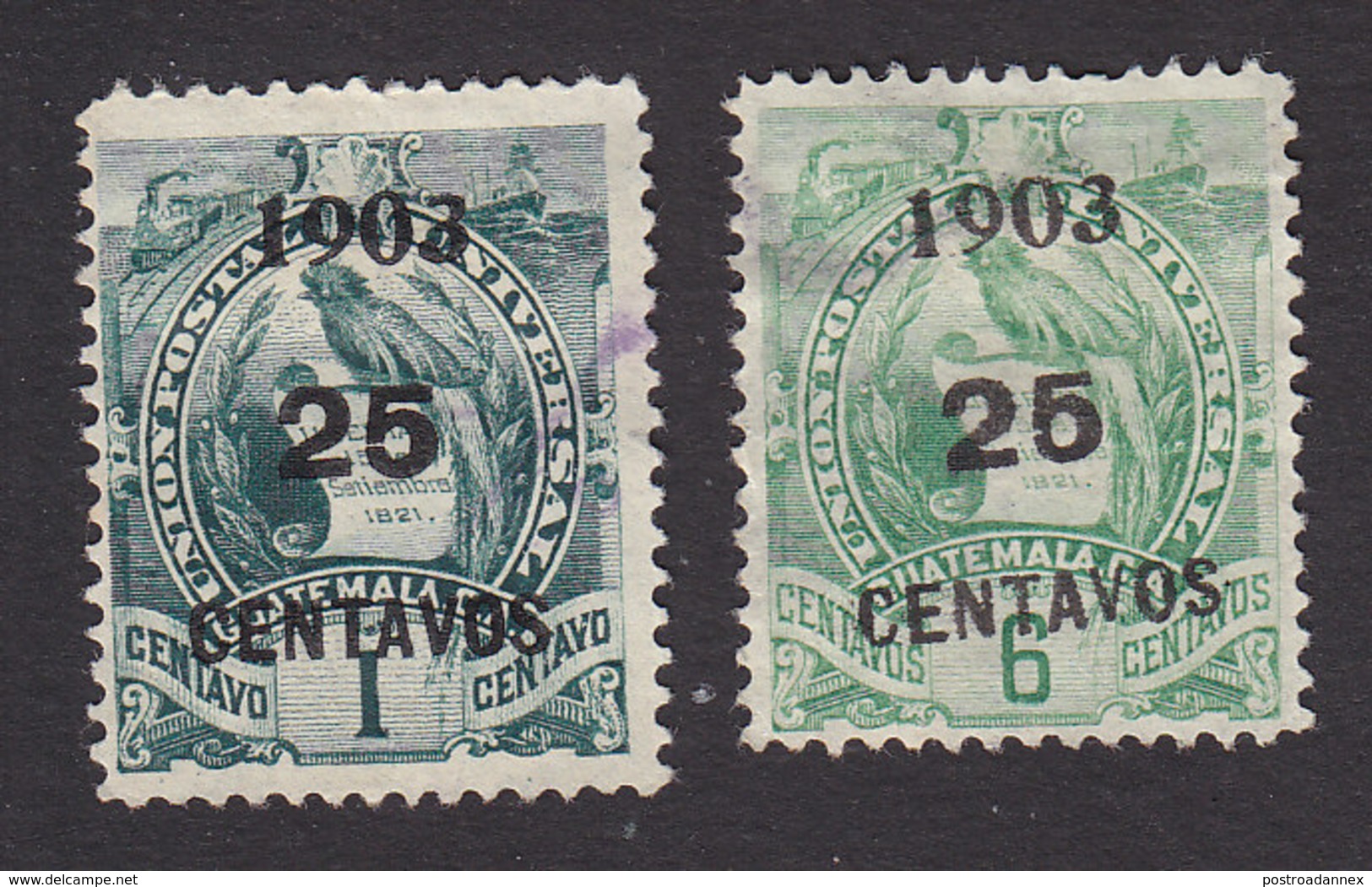 Guatemala, Scott #124, 126, Used, National Emblem Surcharged, Issued 1903 - Guatemala