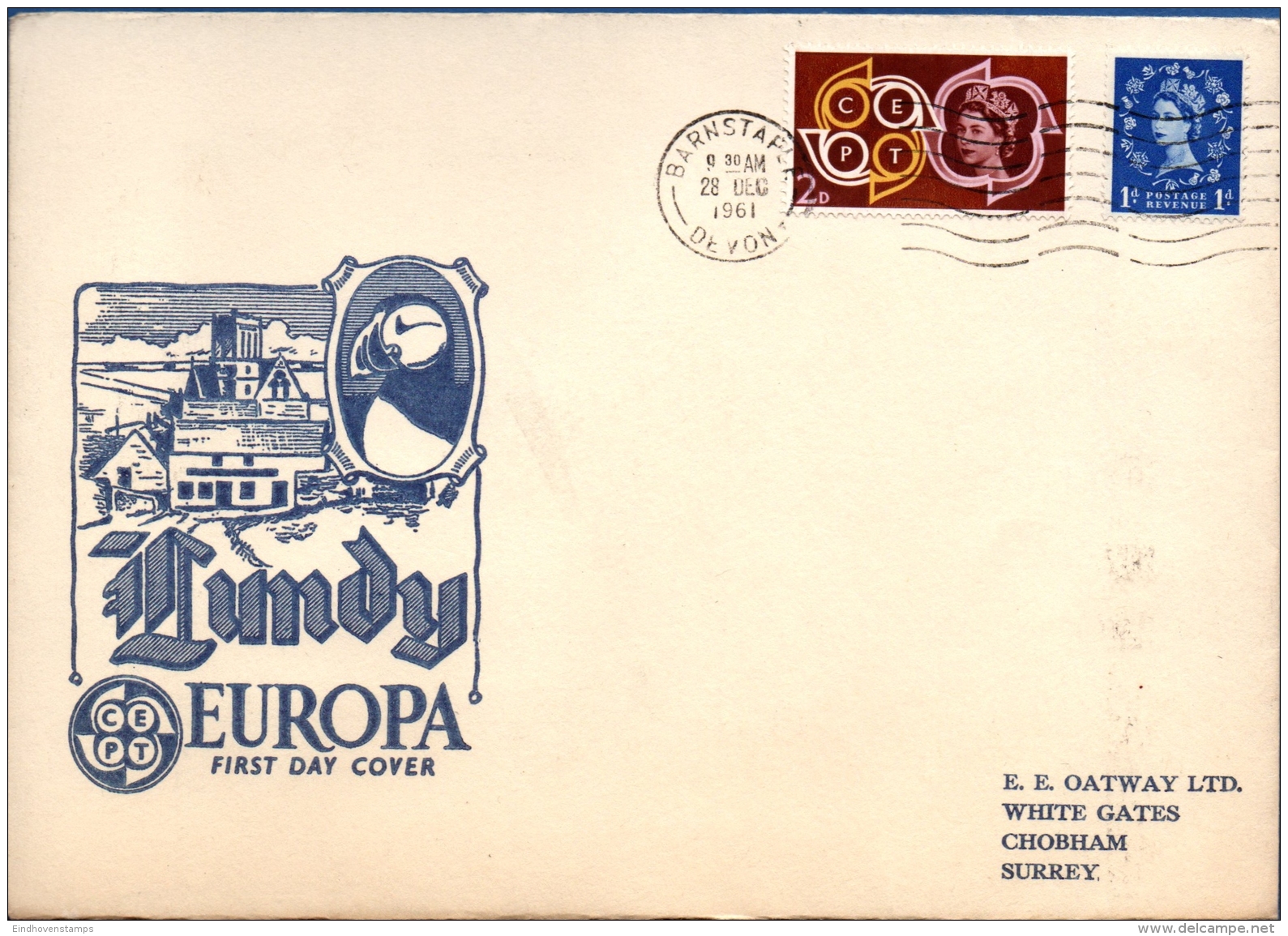 Great Britain Lundy 1961, Block Issue On FDC-cover To London With Additional British Franking - Non Classés