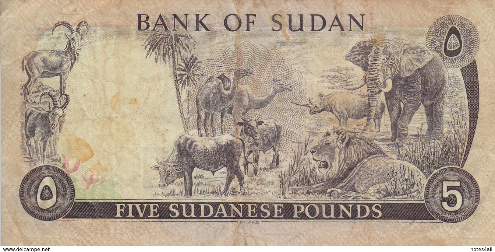 SUDAN 5 POUNDS 1978 Khartoum P-14b AVF USED PREFIX 46 */* - Sudan