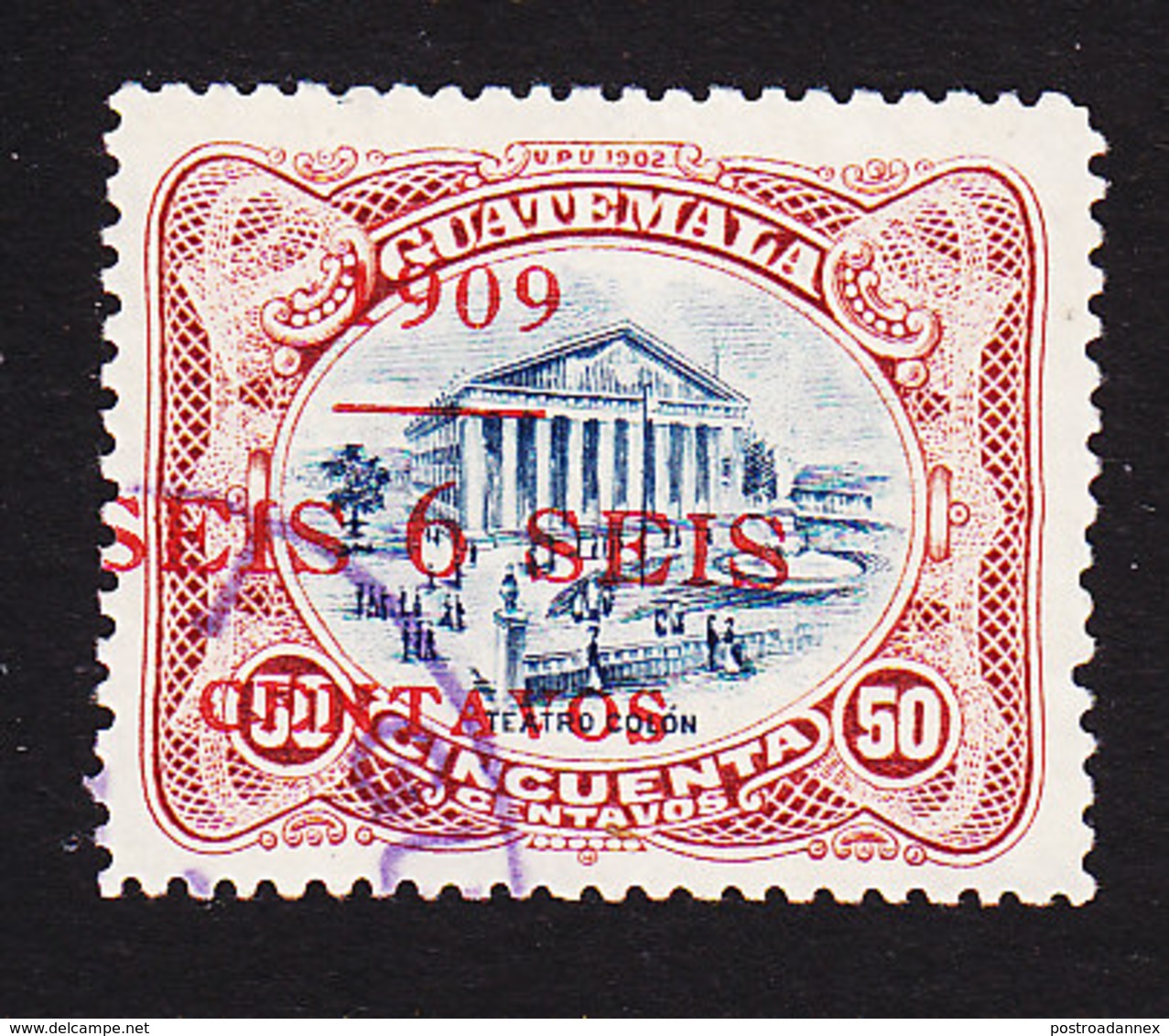 Guatemala, Scott #137, Used, Columbus Theater Surcharged, Issued 1909 - Guatemala