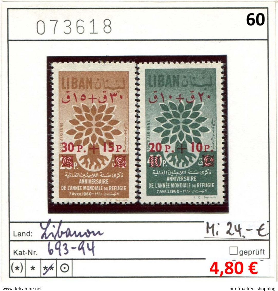 Libanon 1960 - Liban 1960 - Rep. Libanaise 1960 - Michel 693-694 - ** Mnh Neuf Postfris - - Libanon