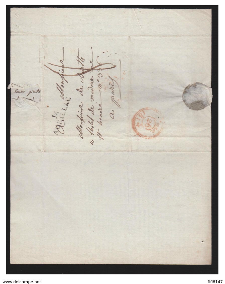 FRANCE -- 1814 -- LETTRE D' AURILLAC POUR PARIS-- - 1801-1848: Vorläufer XIX