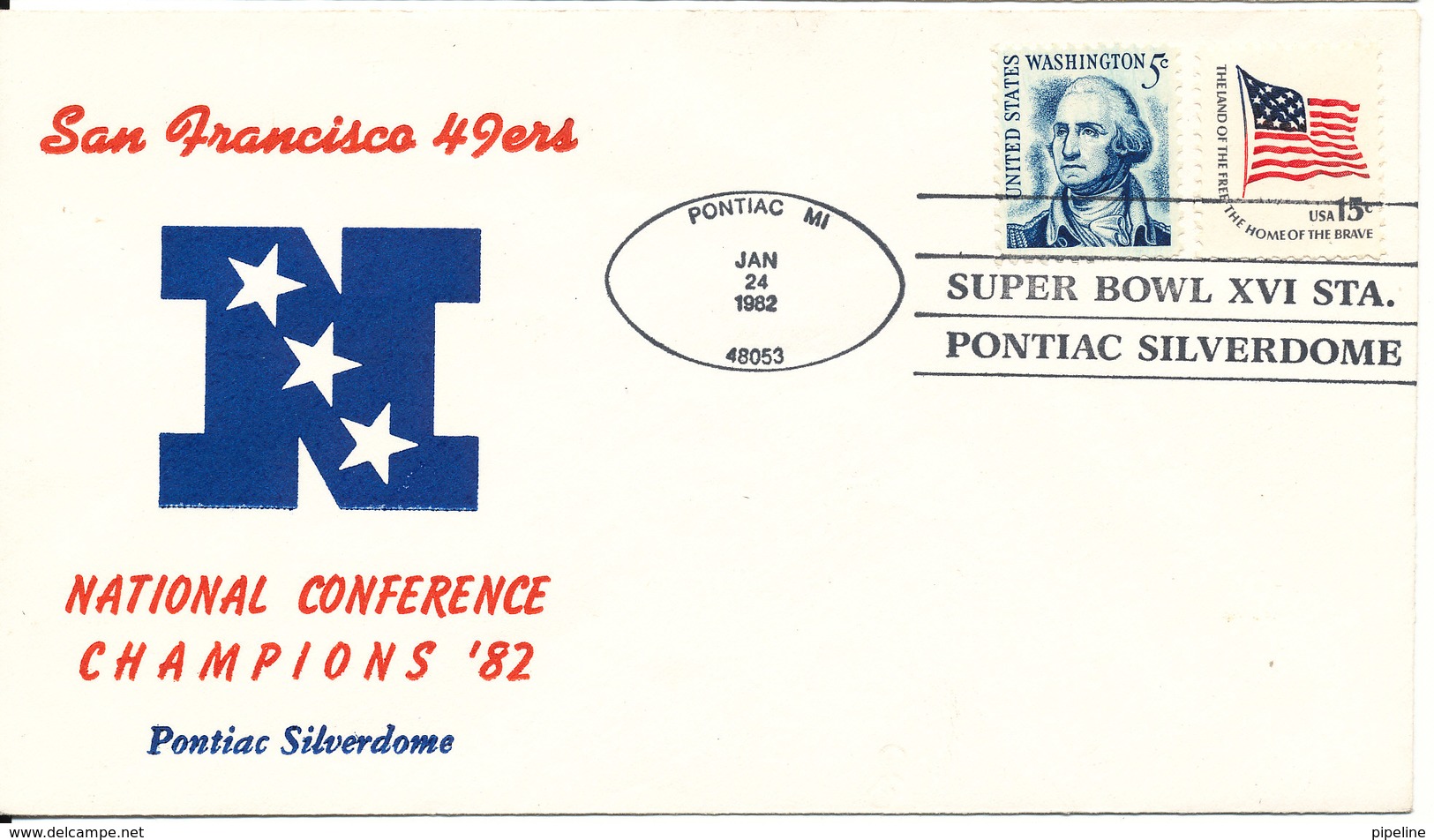 USA Cover Pontiac 24-1-1982 XVI Pontiac Silverdome Super Bowl San Francisco 49ers American Conference Champion's 82 - Fußball-Amerikameisterschaft