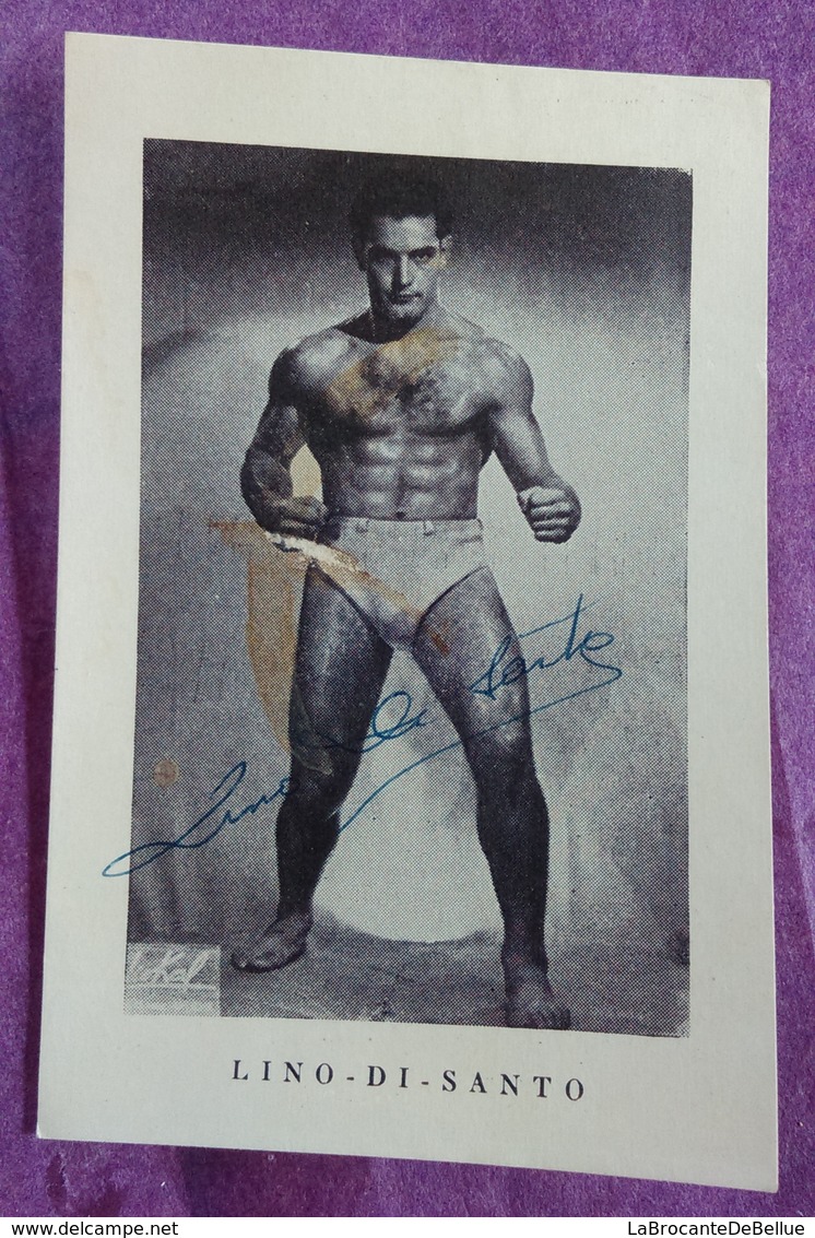 CARTE PHOTO BOXE DEDICACEE : LINO DI SANTO - Altri & Non Classificati