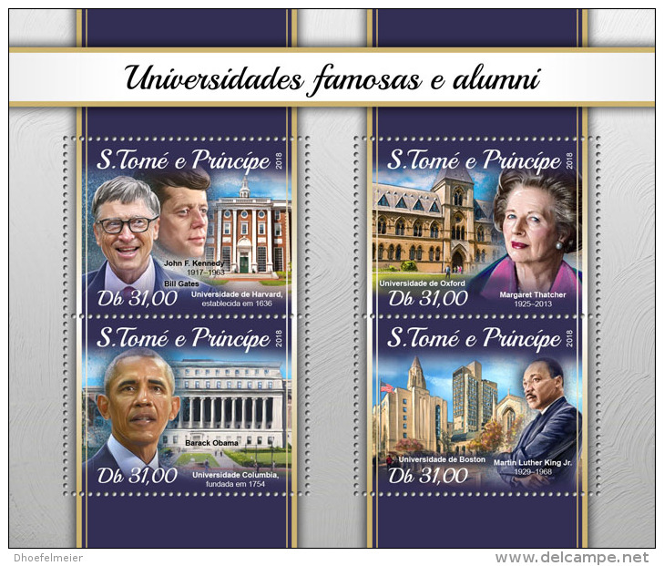 SAO TOME 2018 MNH** Universities And Alumni Martin Luther King Barak Obama M/S - IMPERFORATED - DH1816 - Martin Luther King