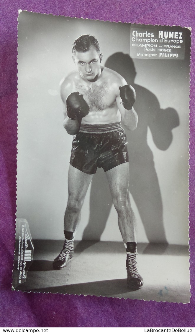 PHOTO BOXE : HUMEZ Charles, Champion D'Europe, Champion De France, Poids Moyen, Studio Mari Sports - Autres & Non Classés