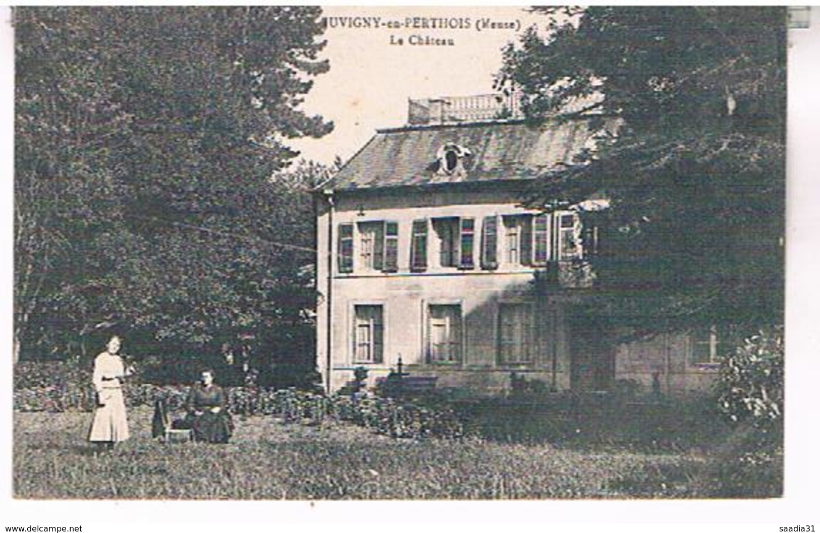 55  JUVIGNY  EN  PERTHOIS    LE CHATEAU   +  FEMMES  TBE        1I254 - Sonstige & Ohne Zuordnung