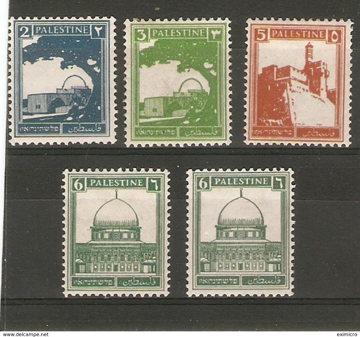 PALESTINE 1927 VALUES TO 6m PALE GREEN AND 6m DEEP GREEN BETWEEN SG 90 AND SG 94a MOUNTED MINT Cat £16.25 - Palestine