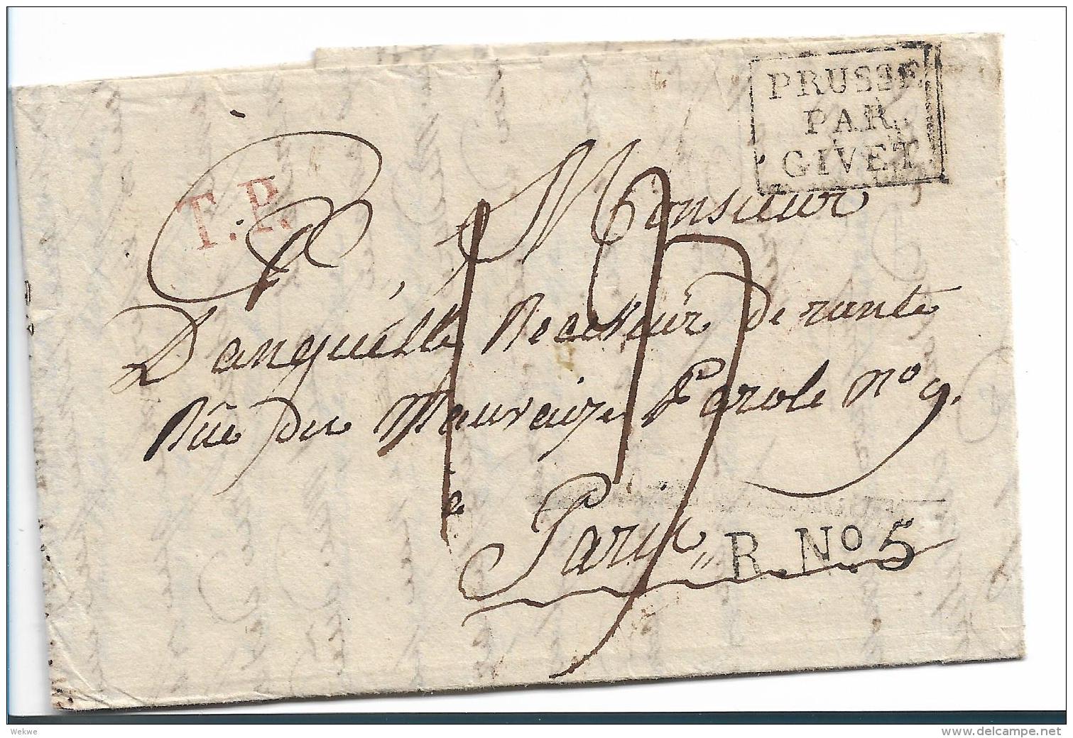 Rl053 / Russland, St. Petersburg 1819 Nach Paris über Preussisches Gebiet T.P. Strzalkowo + R. No. 5 In Schwarz - ...-1857 Préphilatélie