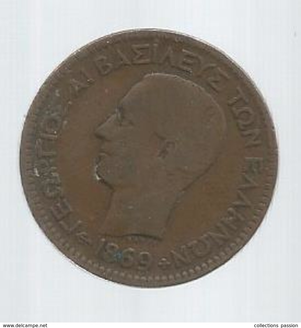 Monnaie , GRECE , 10 Lepta , 1869 BB , 2 Scans - Grecia