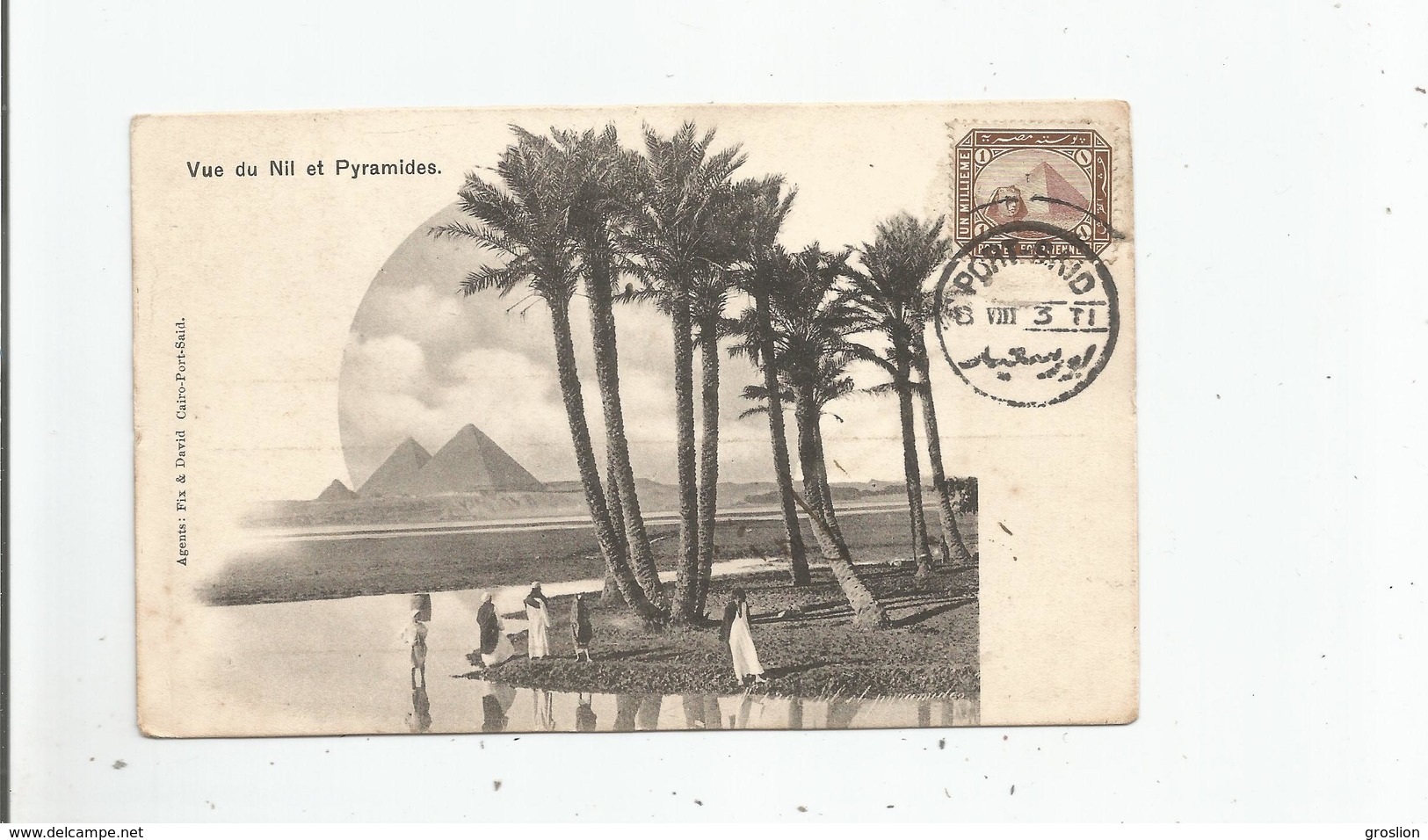 EGYPTE VUE DU NIL ET PYRAMIDES (PYRAMIDES SUR TIMBRE ET CARTE POSTALE) PYRAMID STAMP AND  PYRAMID POST CARD . - Pirámides