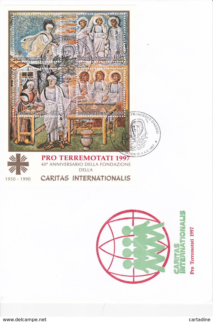 VATICAN Bloc Feuillet Sur Enveloppe Surchargé  BF 17A - Caritas Internationalis -  FDC - Côté 40€ - FDC