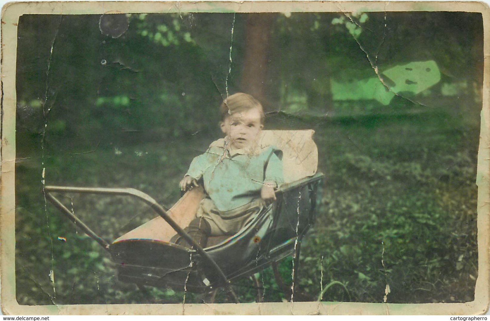 D1285 Photo Postcard Baby Cart Bebe - Fotografía