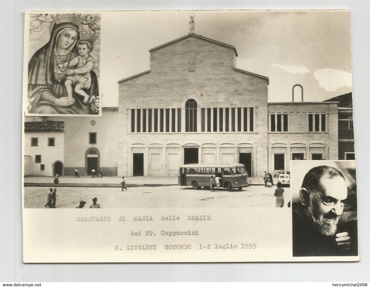 Italie Italia Italy Puglia Foggia S Giovanni Rotondo 1959 Carte Photo Santuario Maria Delle Grazie Autobus Car Padre Pio - Foggia