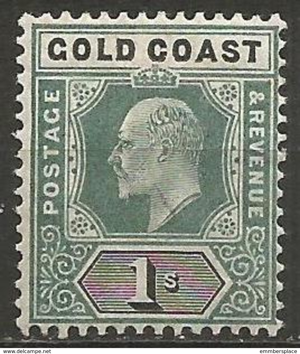 Gold Coast - 1902 King Edward VII 1s MH *    Sc 44  SG 44 - Gold Coast (...-1957)