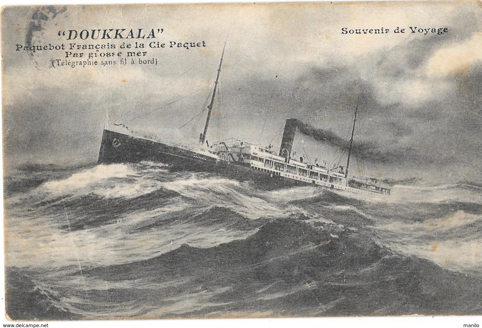 DOUKKALA Cie Paquet - Transformé En NAVIRE HOPITAL - Carte Postée A BORD Du DOUKKALA 7/9/1914 Maroc > Marignane - Guerra