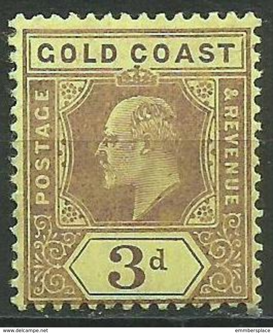 Gold Coast - 1909 King Edward VII 3d MLH *    Sc 60  SG 63 - Costa De Oro (...-1957)