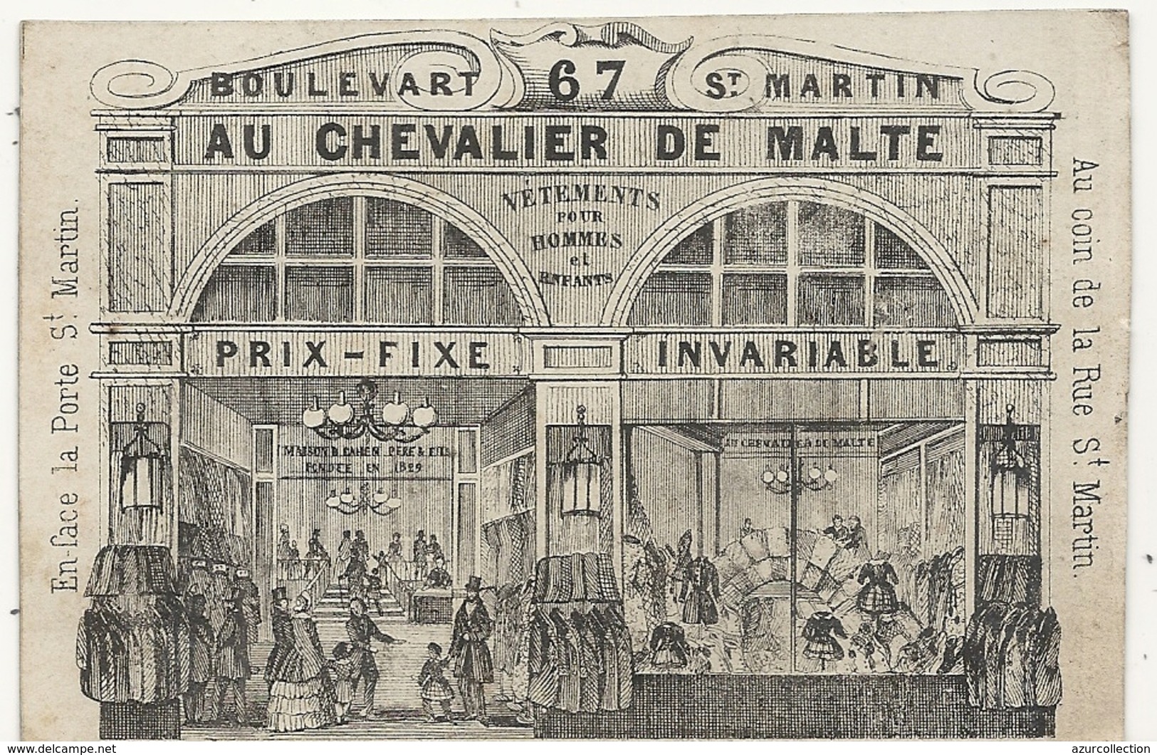 CARTE PUB . AU CHEVALIER DE MALTE. MAISON D'HABILLEMENTS - Reclame