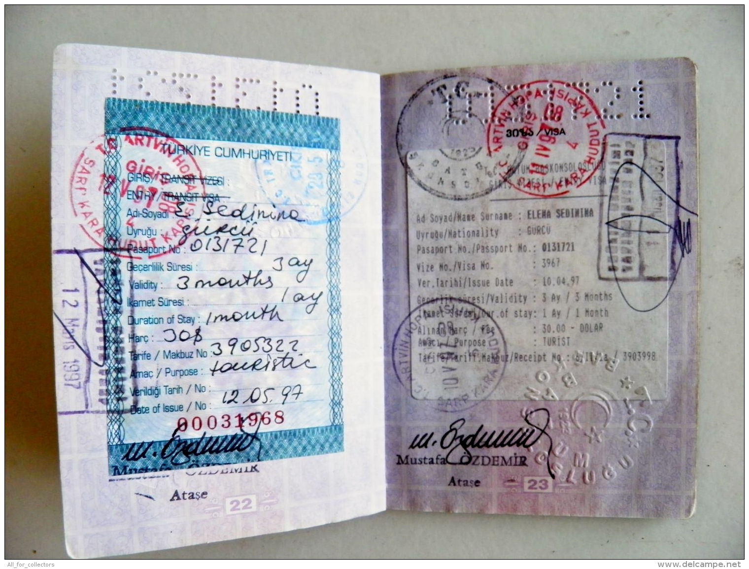 passport Georgia 1996 plenty visa to turkey 18 scans