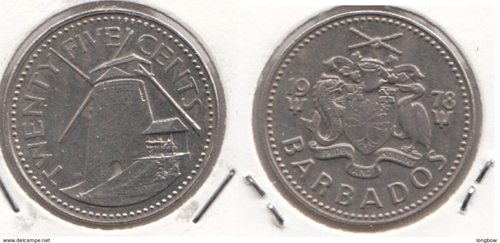 Barbados 25 Cents 1978 Km#13 - Used - Barbados