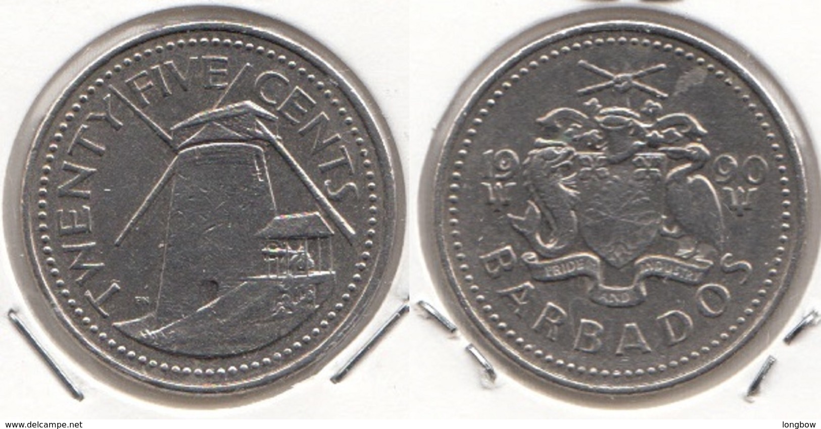 Barbados 25 Cents 1990 Km#13 - Used - Barbados