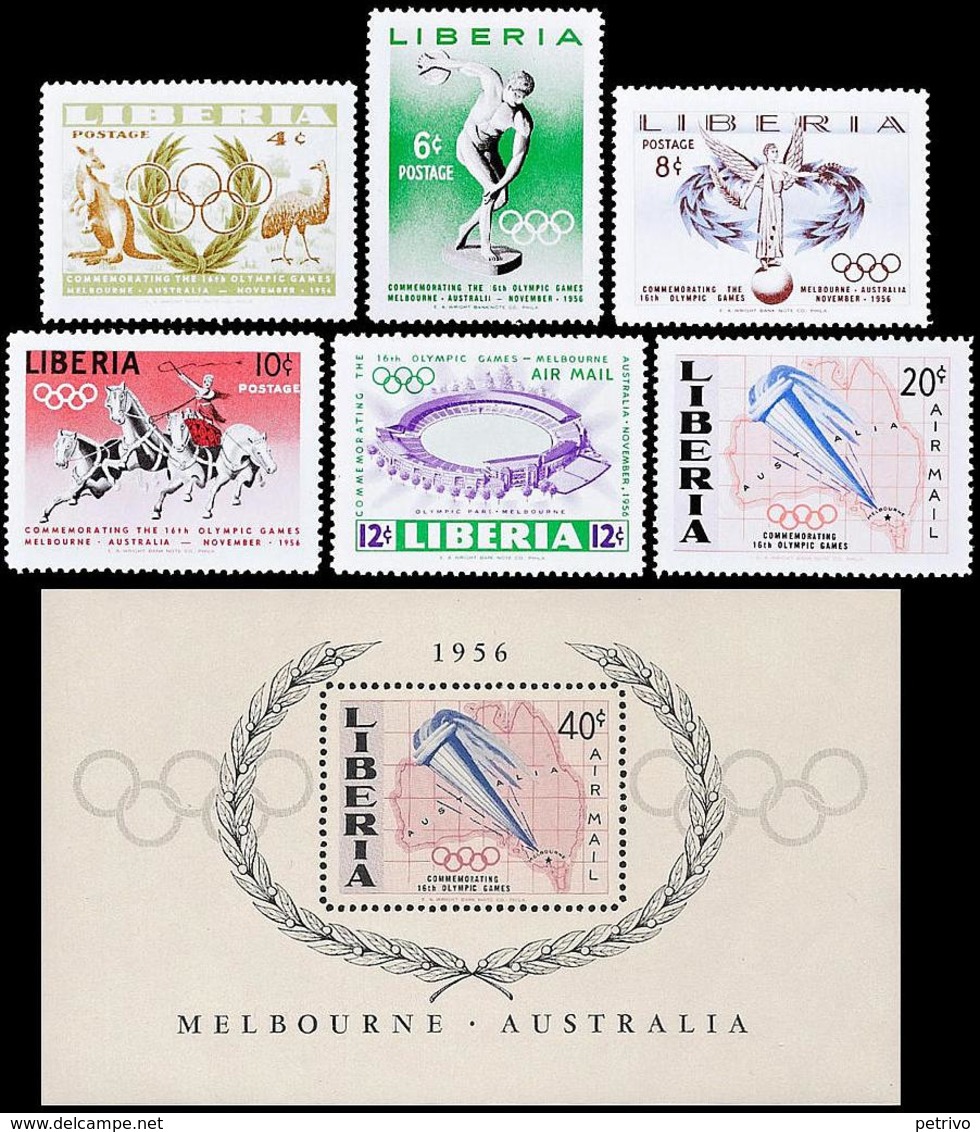 ** Liberia - Olympic Games 1956 - Mi. 498-03, Bl. 10 - Sommer 1956: Melbourne