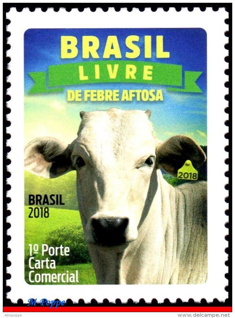 Ref. BR-V2018-03 BRAZIL 2018 ANIMALS, FAUNA, FOOTH-AND-MOUTH DISEASE,, VACCINATION, NELLORE OX, ZEBU, MNH 1V - Neufs