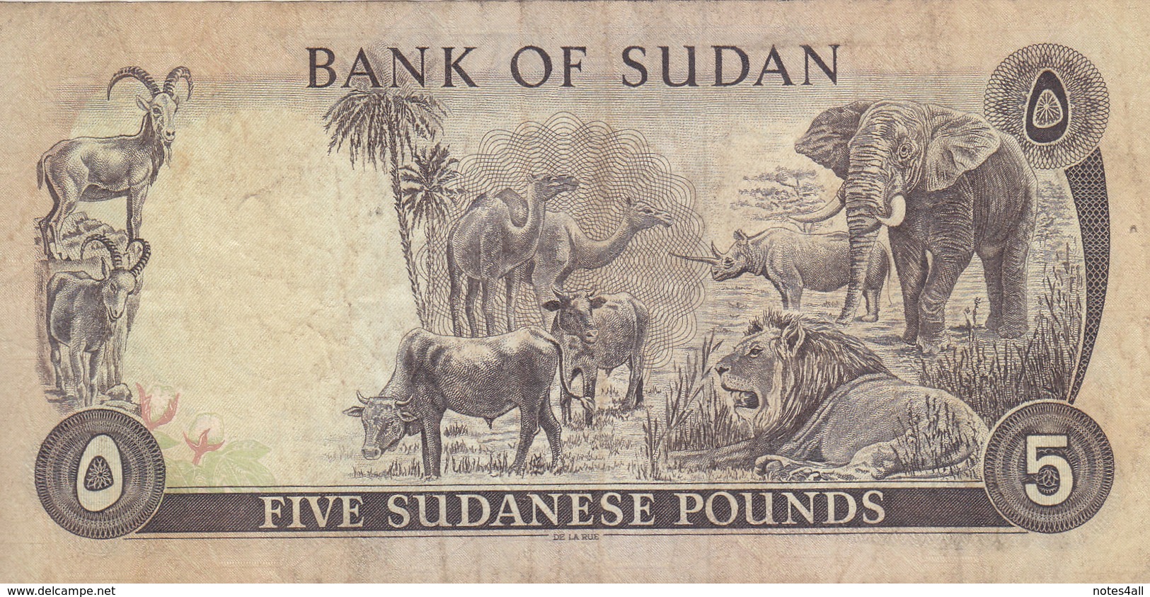 SUDAN 5 POUNDS 1980 P-14c   AVF USED PREFIX 61  */* - Sudan