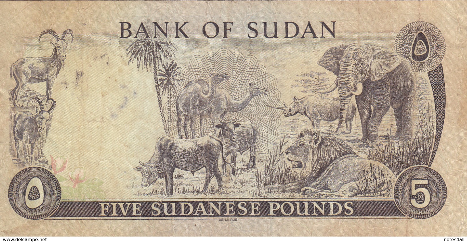 SUDAN 5 POUNDS 1980 P-14c   AVF USED PREFIX 68 */* - Sudan