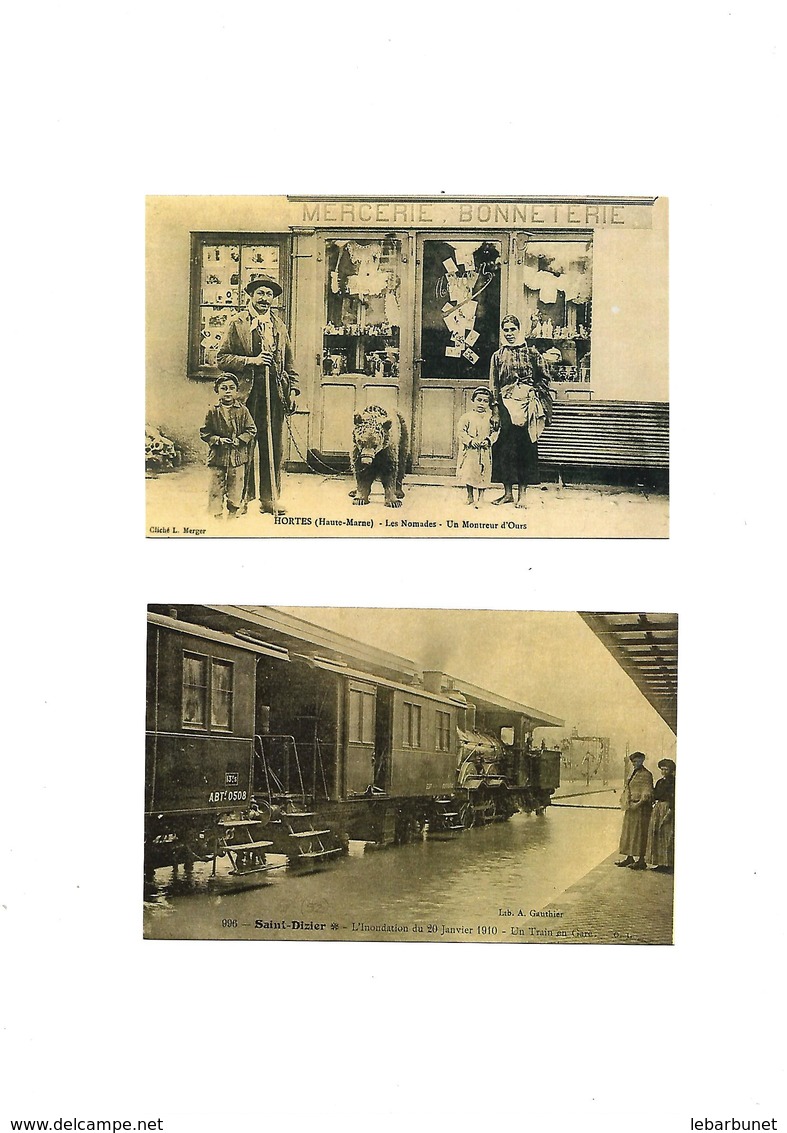 Carte Postale Hortes  St Dizier (52) Un Montreur D'Ours  Inondation De 1910 Repro 2 Cartes - Saint Dizier