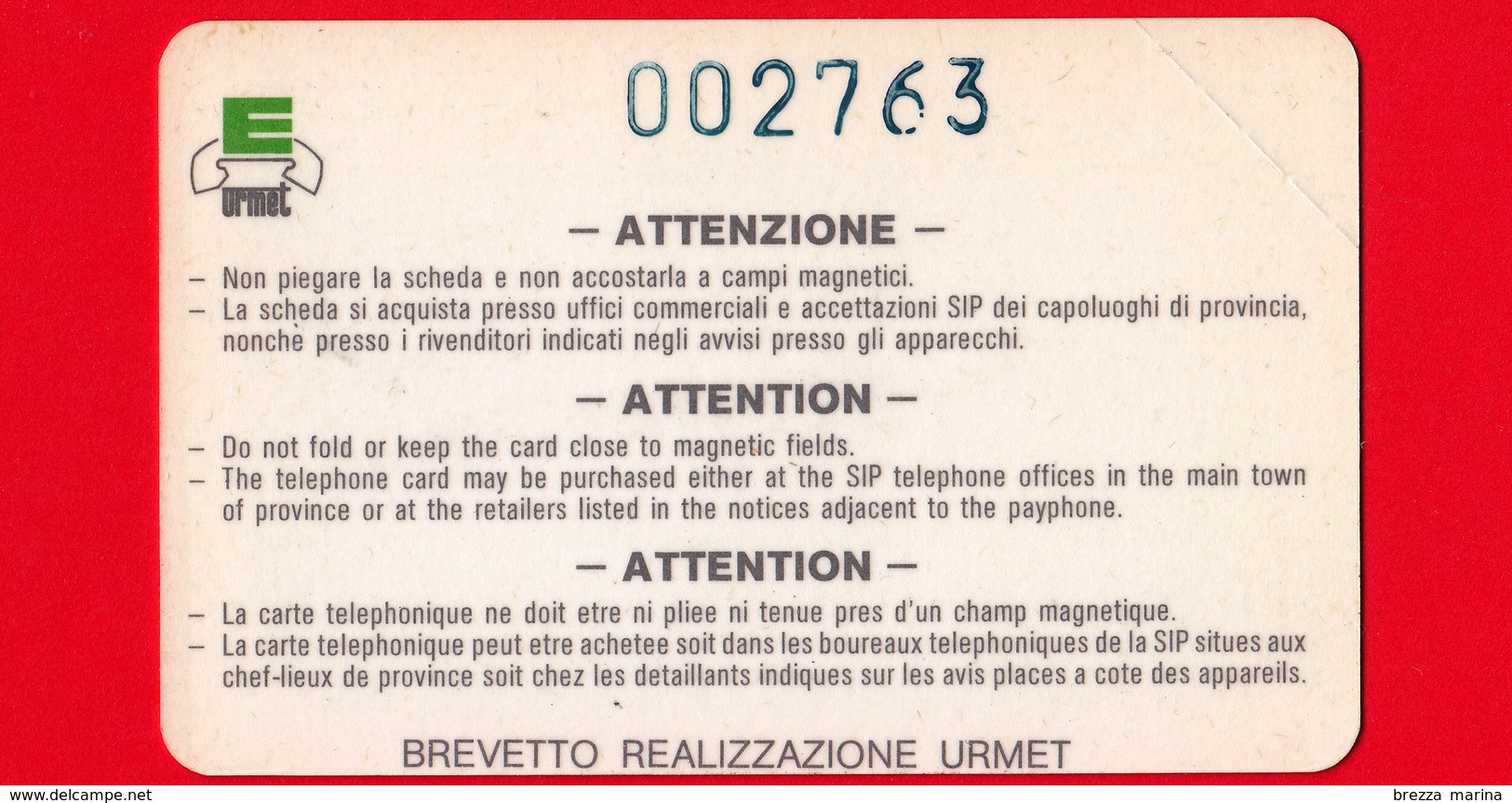 Nuova - MNH - ITALIA - Scheda Telefonica - SIP - PROTOTIPI E PROVE - N. 5153 - Bianca - OCR Lato B - Tests & Diensten