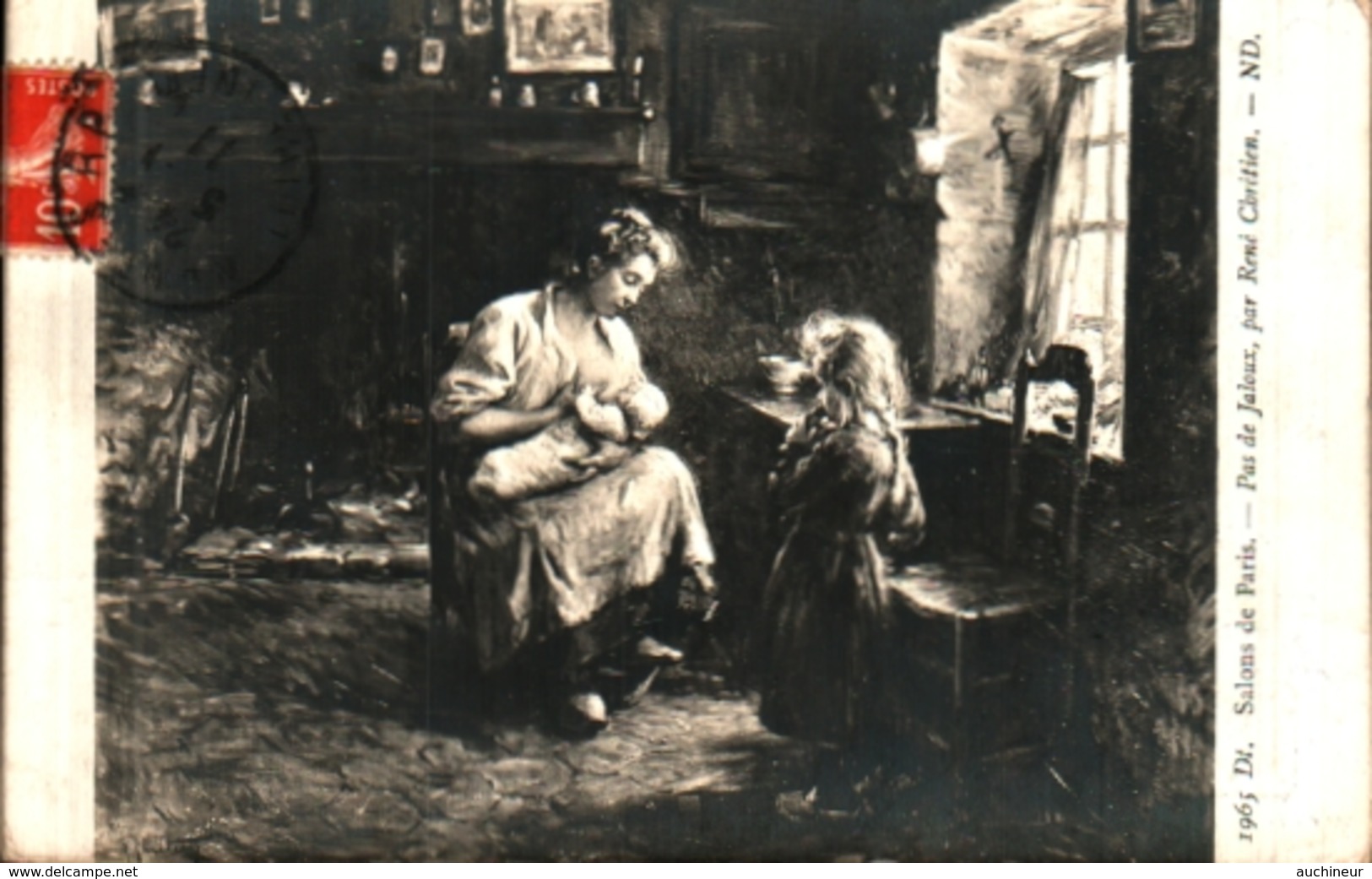 Tableau 519 - René Chrétien, Pas De Jaloux (femme Maman Enfant - Peintures & Tableaux