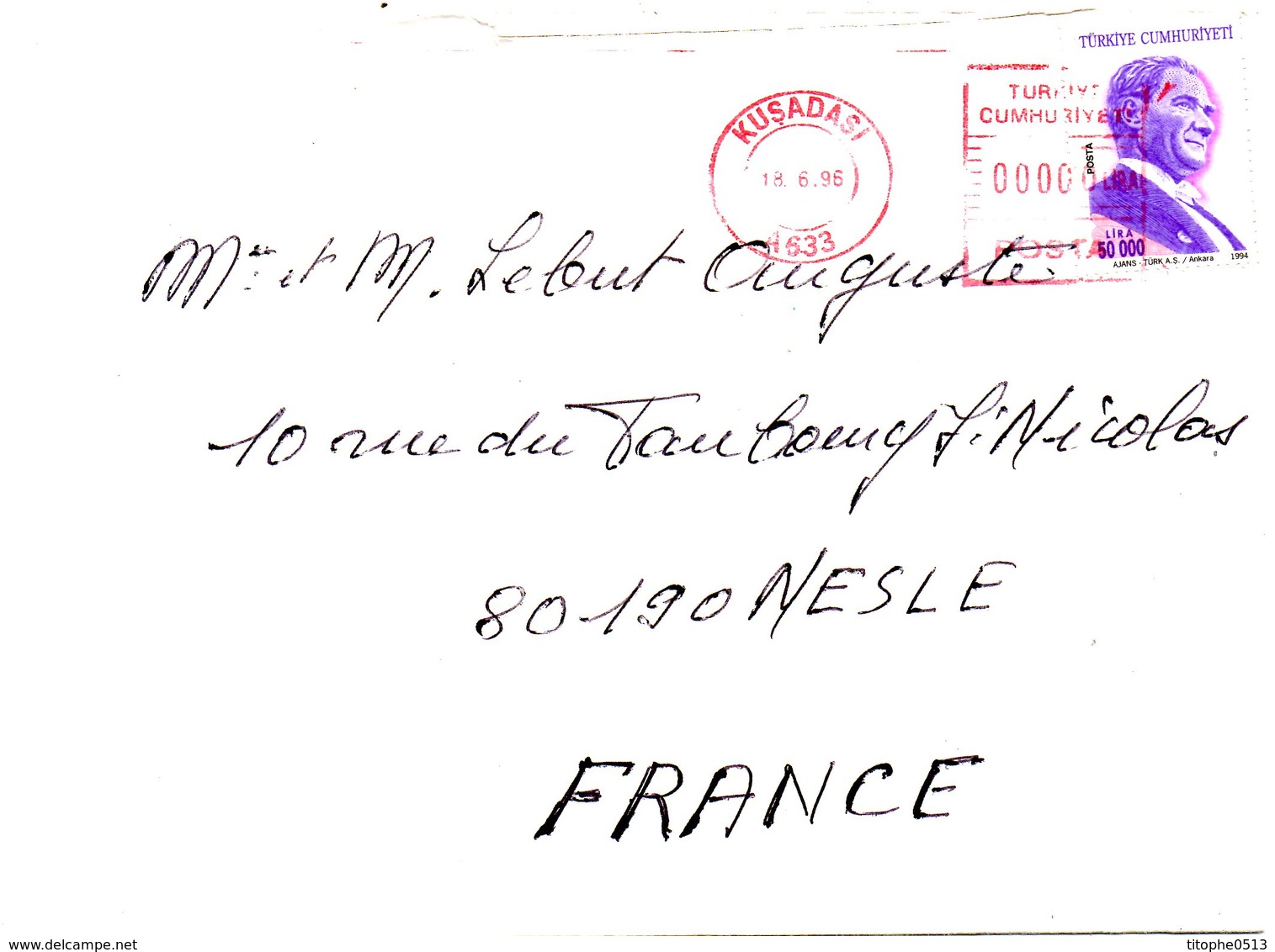 TURQUIE. N°2779 De 1994 Sur Enveloppe Ayant Circulé. Atatürk. - Storia Postale