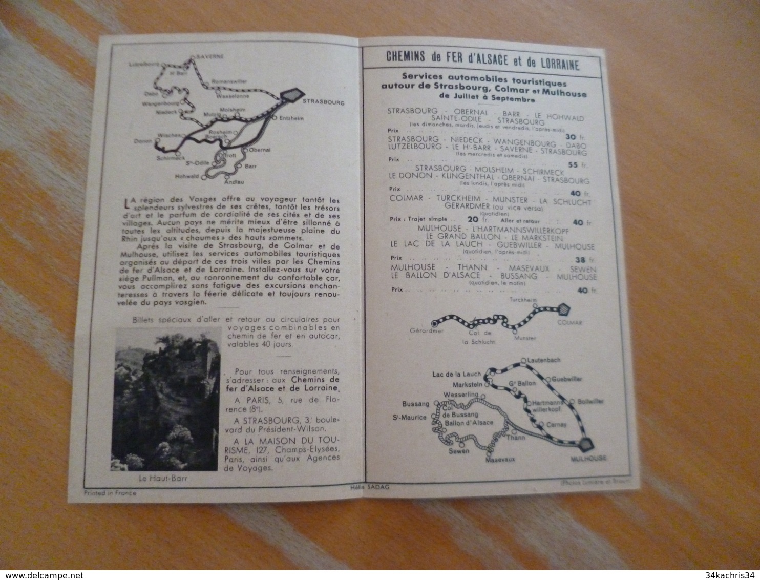 Dépliant Pub Chemins De Fer D'Alsace Et De Lorraine 2 Pages - Chemin De Fer