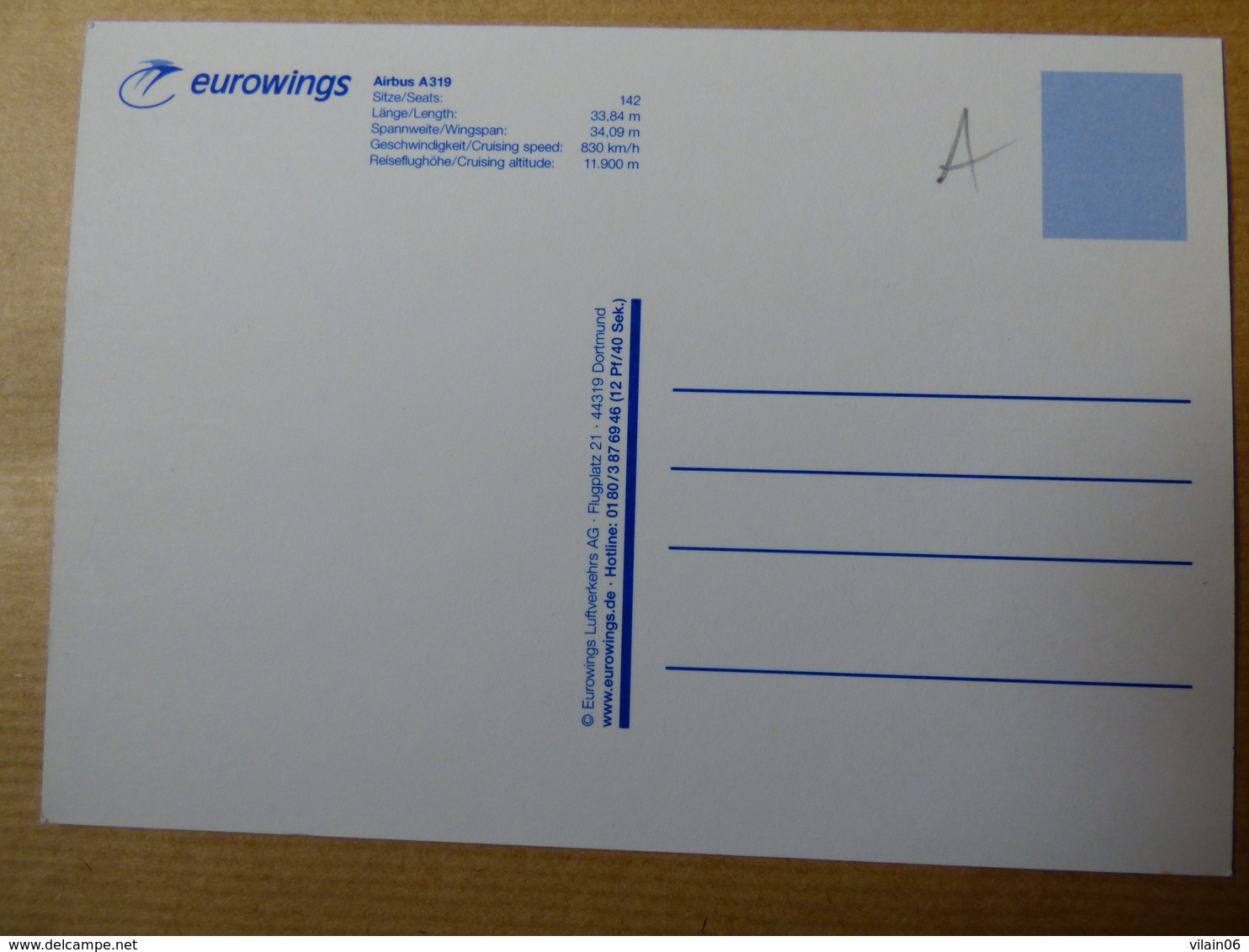 AIRLINE ISSUE / CARTE COMPAGNIE   EUROWINGS  AIRBUS A 319 - 1946-....: Moderne